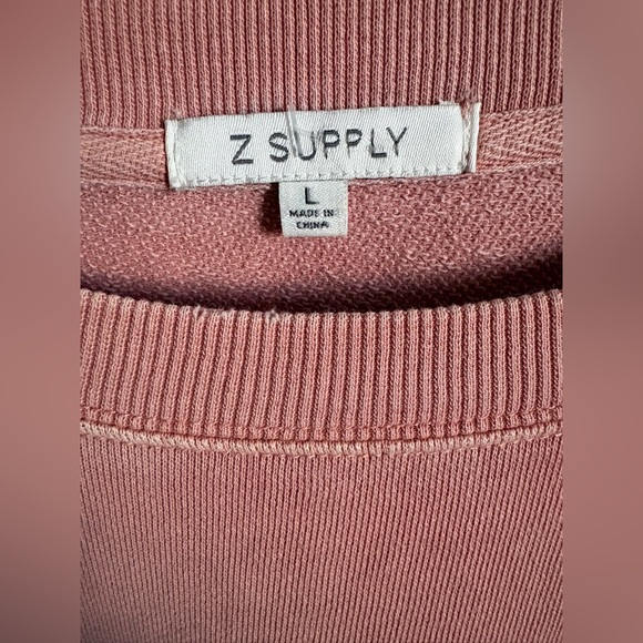 Z Supply VINTAGE Distressed Salmon Color Crew Neck Dropped Shoulder Sweatshirt - Picture 2 of 11